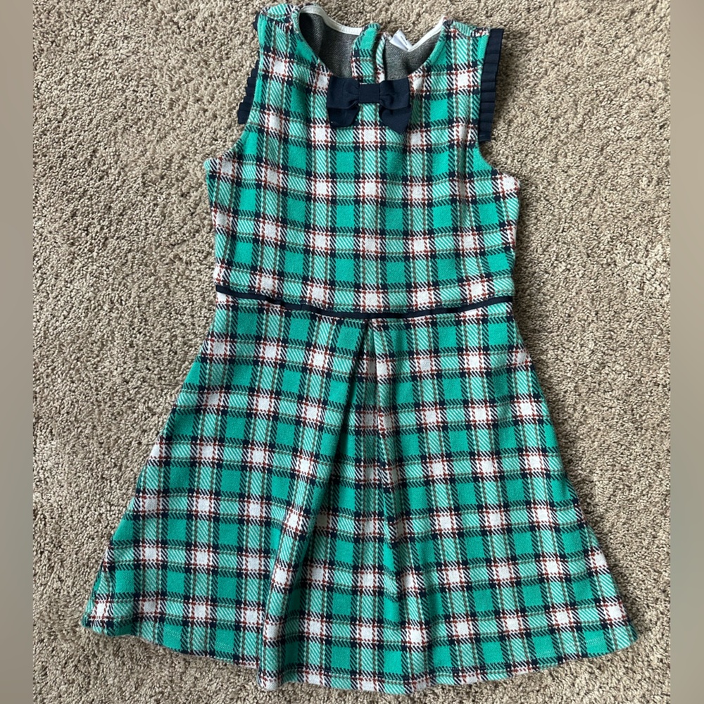 Janie and Jack plaid green dress, cotton
